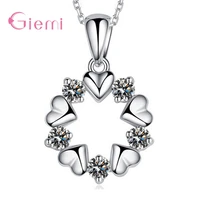 romantic cute heart key peanut form 925 sterling silver pendant necklaces for women grandeur cubic zirconia pearl female jewelry
