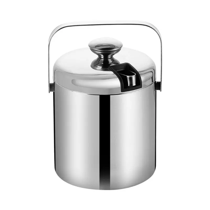 

Double-Wall Stainless Steel Insulated Chilling Ice Bucket with Lid Tong Handle