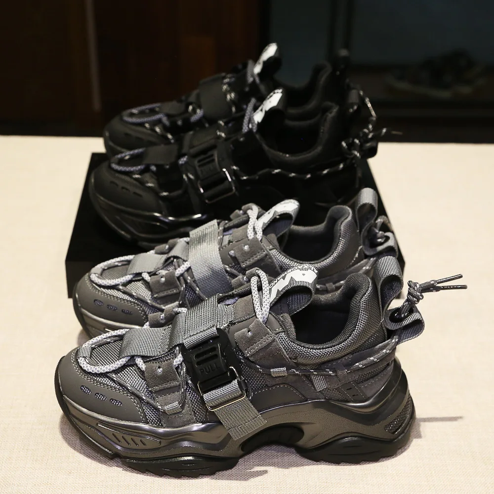 2019 Осенняя обувь женская из натуральной кожи на платформе Брендовые кроссовки