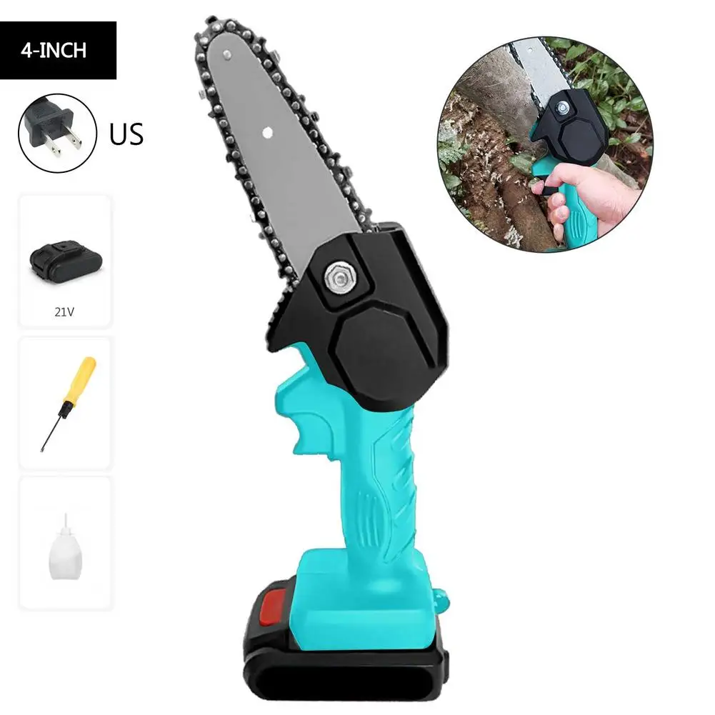 

4inch Electric Saw Cordless Handheld Chainsaw Woodworking Garden Logging Mini Electric Chain Saw Lithium Battery For Household