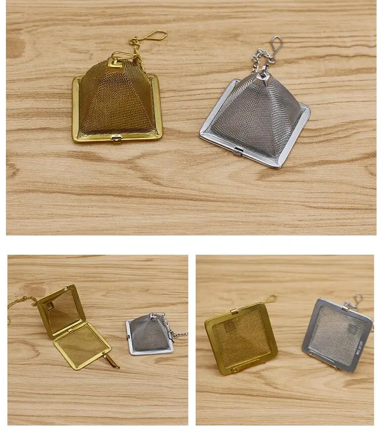 Infusor de t&eacute; de pir&aacute;mide de acero inoxidable, colador de t&eacute;, tetera suelta, filtro de hojas, accesorios de herramientas, 200 unids/set por juego-0