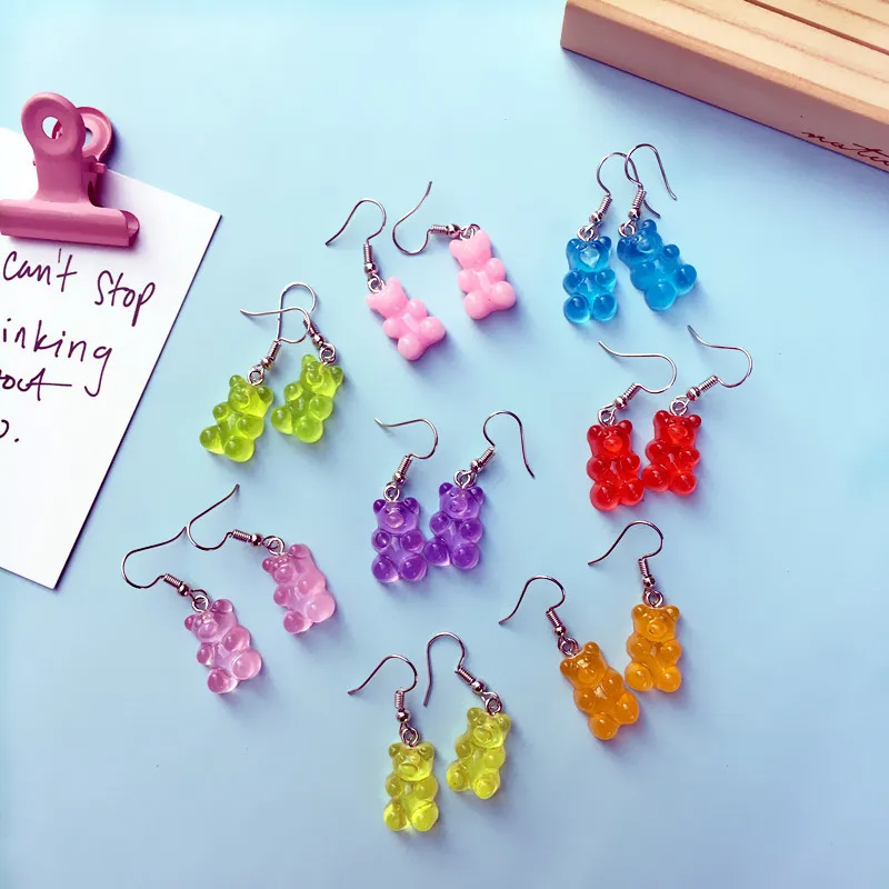 

1 Pair Creative Cute Mini Gummy Bear Earrings Minimalism Cartoon Design Female Ear Hooks Danglers Jewelry Gift