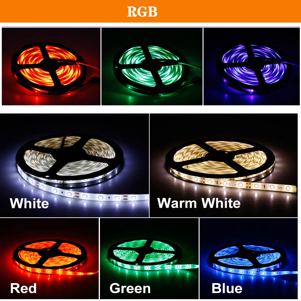 Светодиодная лента 5 м 12 В 5050 гибкая светодиодная e 60 светодиодов/M RGB/белый/теплый