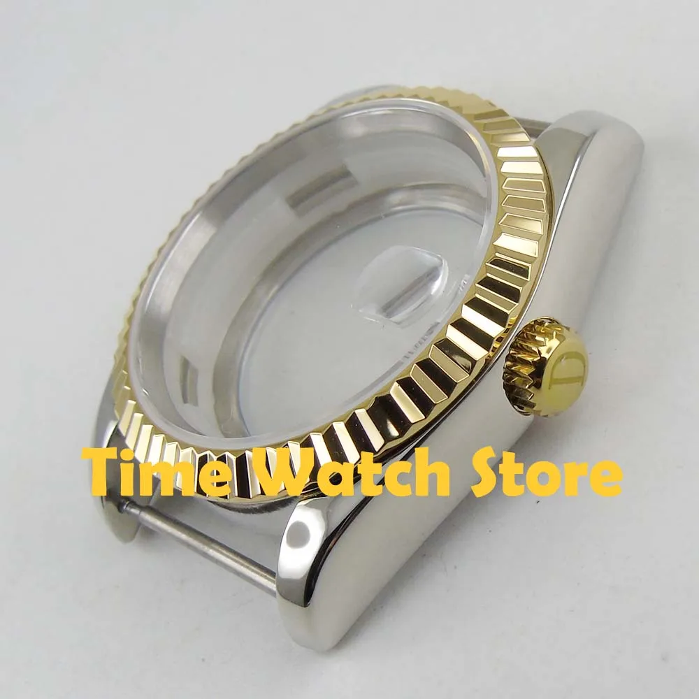 Чехол для часов из водонепроницаемого сапфирового стекла 36 мм с лупой и золотым