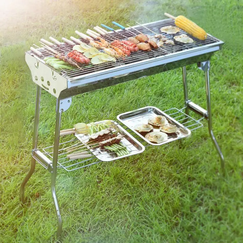 Dropshipping Hot Sales 1PC Portable Foldable Stainless Steel Barbecue Grill For Outdoor Charcoal BBQ Tool Set HWC |