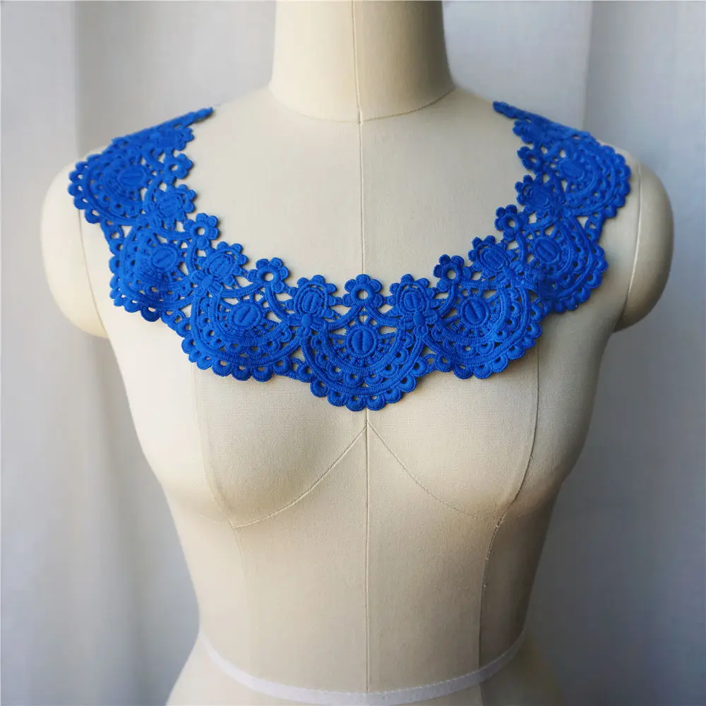 Белый красный черный круглый воротник из ткани с вышитыми аппликациями нашивка