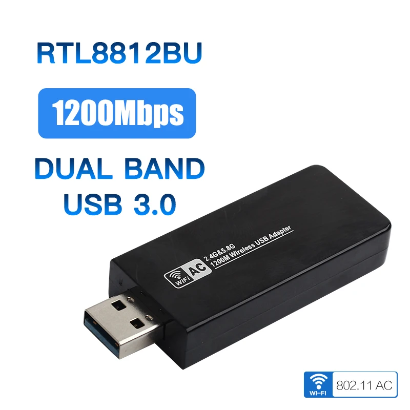1200 Мбит/с USB 3,0 Wifi адаптер двухдиапазонный 5 ГГц/2,4 ГГц 802.11AC RTL8812BU Wifi ключ сетевая карта для ноутбука Настольный Windows MAC