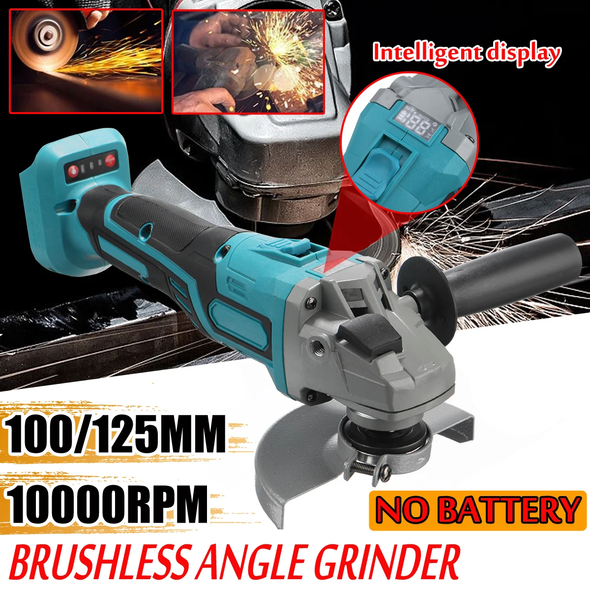 

Brushless Electric Angle Grinder 100mm/125mm Grinding Machine Cordless Woodworking Cutting Power Tool For 18V Makita Battery