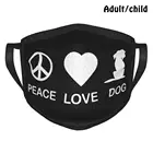 Надпись Peace Love Dog Костюм хиппи The 60s 70s лучший подарок Забавный принт многоразовая маска для лица 70s Костюм хиппи знак мира
