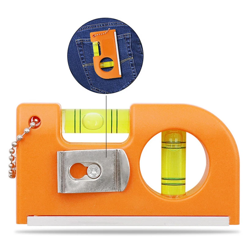 Мини брелок нивелир с базой магнита в полоску спиртовой уровень пузырьковый