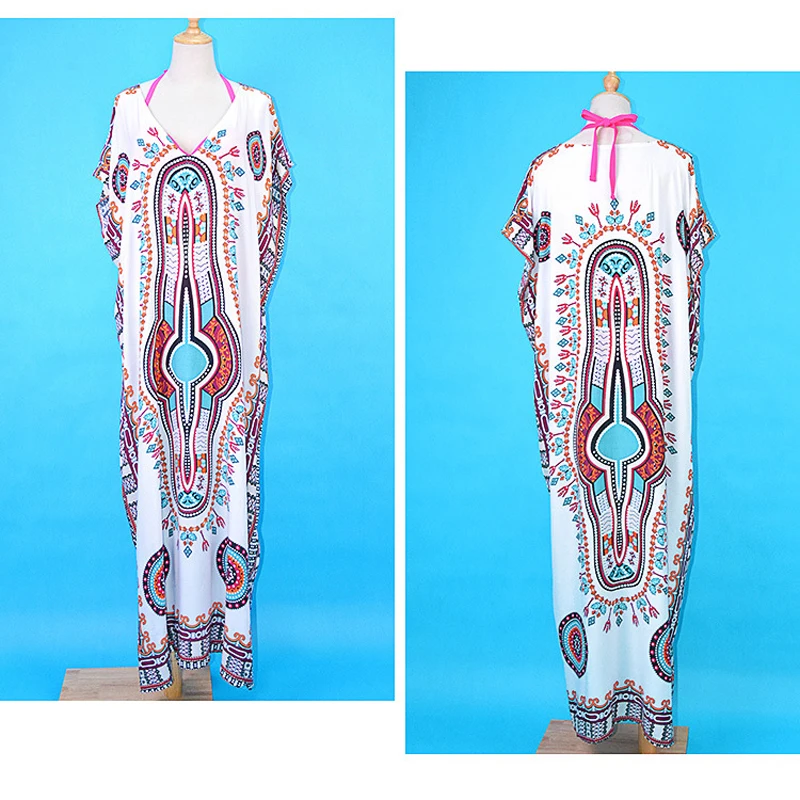 Женский свободный длинный Чехол на одежду купальник пляжное платье 2018 с принтом