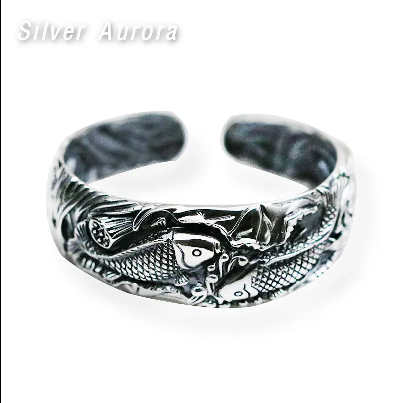 Браслет 100% Настоящее серебро 925 пробы широкий этнический браслет Lucky Peace Brave для