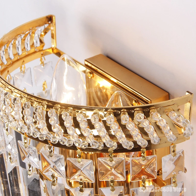 Настенный светильник с золотыми кристаллами современные светодиодные бра для