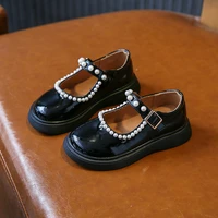 girls school shoes 2021 autumn baby kids pearl princess party classic shoes fashion mary jane black toddlers soft sole flats