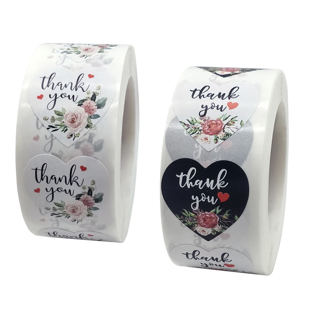 50 шт. в форме сердца цветы наклейка спасибо печать этикеток рождественские