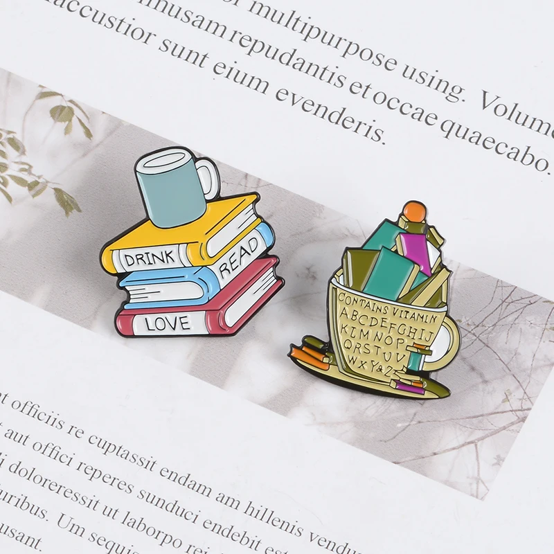 Эмалированные булавки с надписью напитки Read Love броши в виде мультяшных чашек и