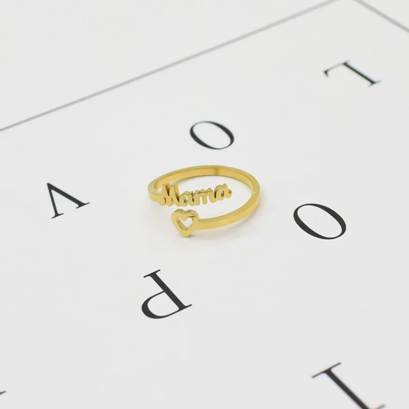 Кольцо женское из нержавеющей стали с надписью мама