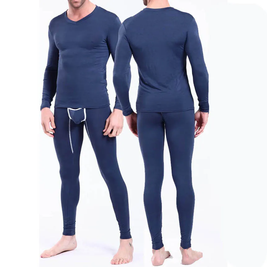 Мужское нижнее белье комплект с футболкой длинным v-образным вырезом термобелье