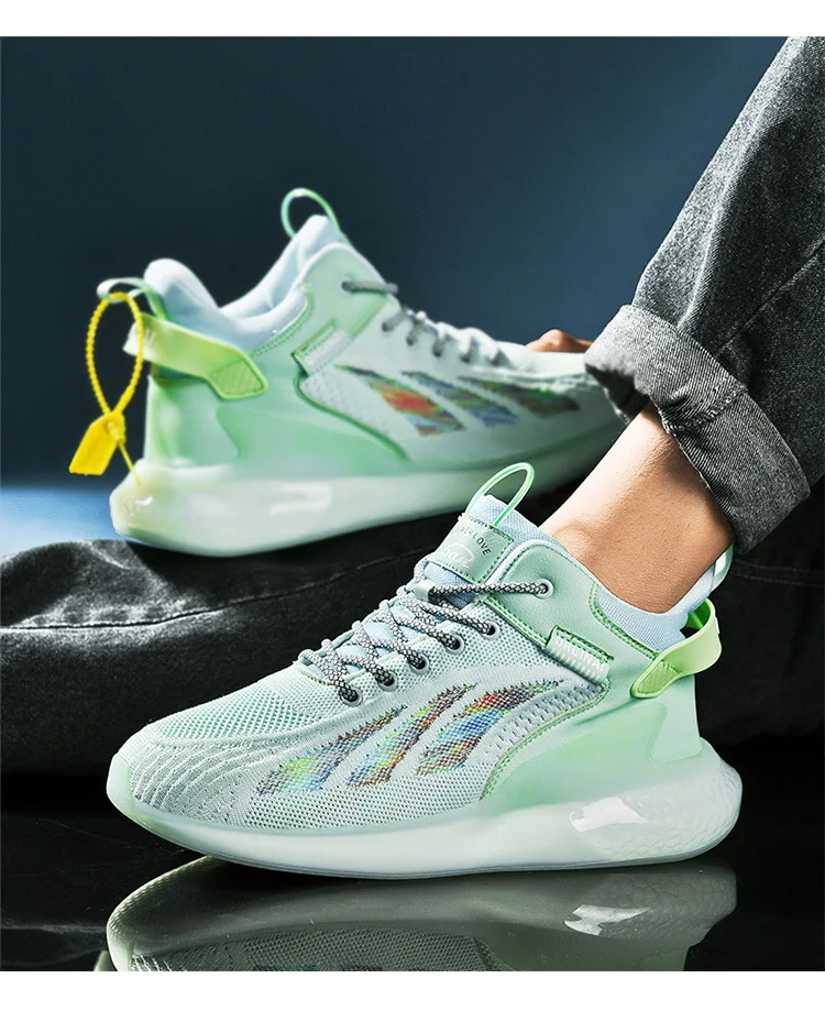

New Tide Men Sneakers Spring Fashion Colors Comfortable Breathable Knit Casual Sport Shoes Street Cool Running Shoes 39-46