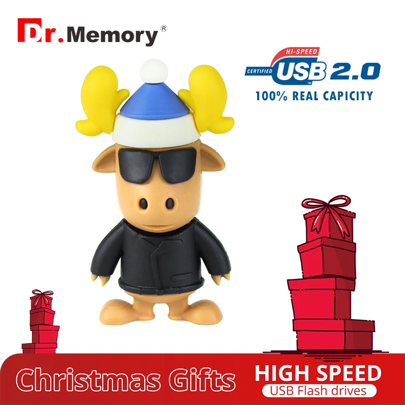 Рождественские подарки для детей USB флеш накопитель с оленем 4 Гб карта памяти