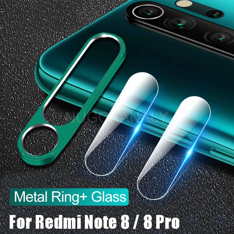 Закаленное стекло + металлическое защитное кольцо для Xiaomi Redmi Note 8 Pro 8T защитная
