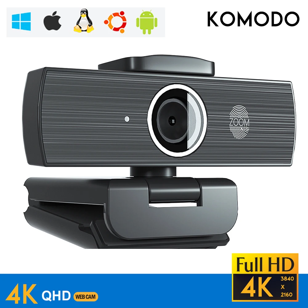 4K Webcam HD Sensor Autofocus Webcam with Microphone Privacy Cover and Tripod Plug and Play USB Computer Web Camera for Pro Stre