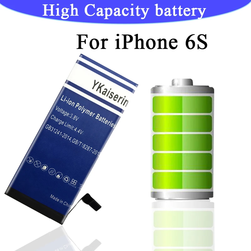 Аккумуляторная батарея ykaisсеребрина AAAA высокой емкости для IPhone 6S Plus + номер