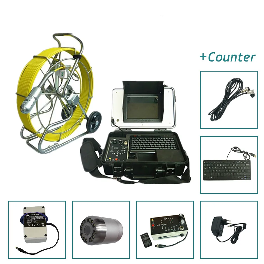 

sewer drain pipe video inspection camera self-levelling 50mm CCD Sensor Cctv Video Surveillance Camera With 80m 9mm snake Cable
