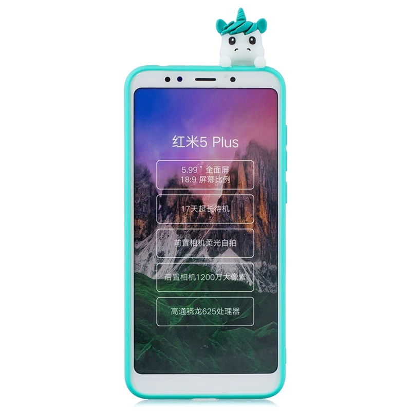 Etui on Xiaomi Redmi 5 Plus Case Cover Xiomi 3D Cartoon Panda Pig Unicorn Silicon for Capa | Мобильные телефоны и