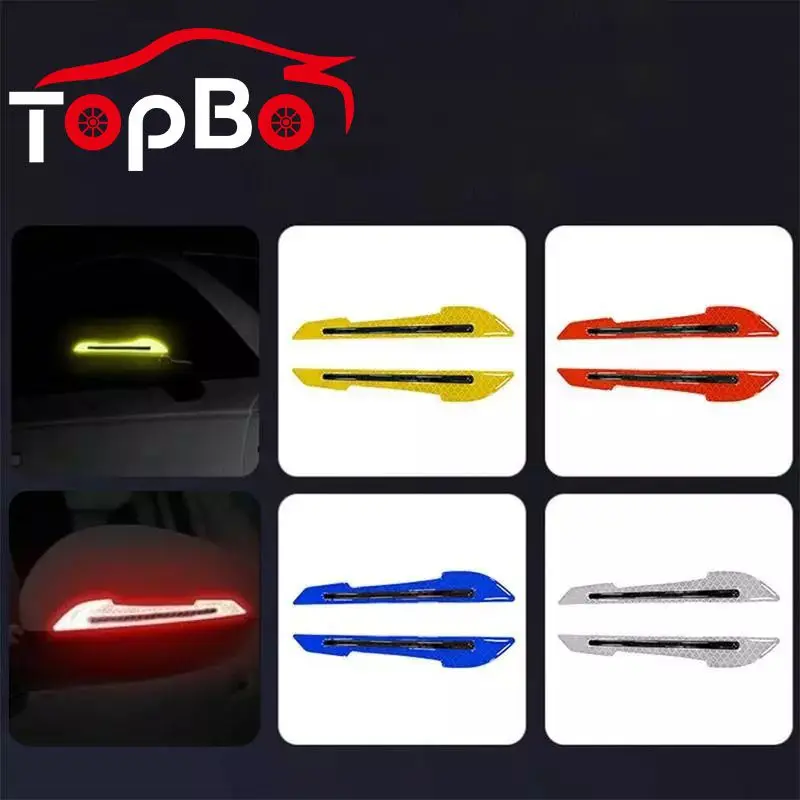 

1 Pair Car-styling Rearview Mirror Reflective Sticker Car Safety Warning Bumper Tape Strip Sticker Universal Auto Exterior Decor