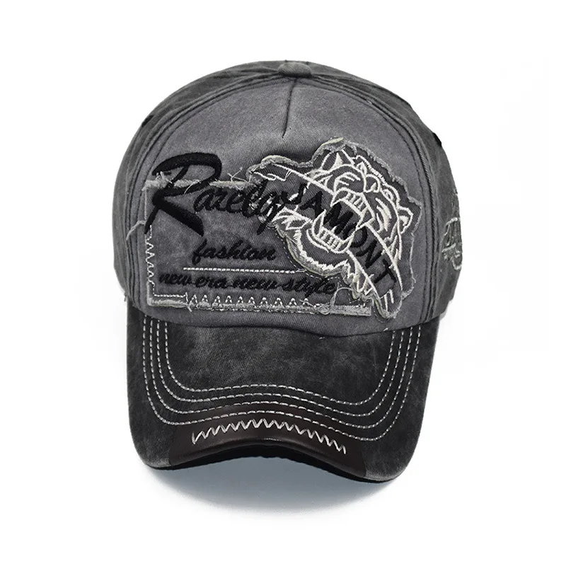 Хлопковая бейсболка с вышивкой головы тигра Мужская в стиле хип-хоп | Аксессуары