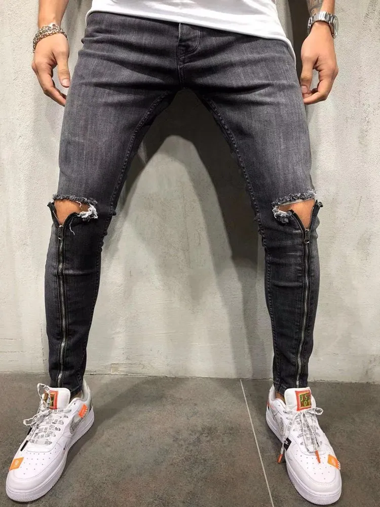 Для мужчин s стильные дизайнерские брендовые черные джинсы обтягивающие штаны на