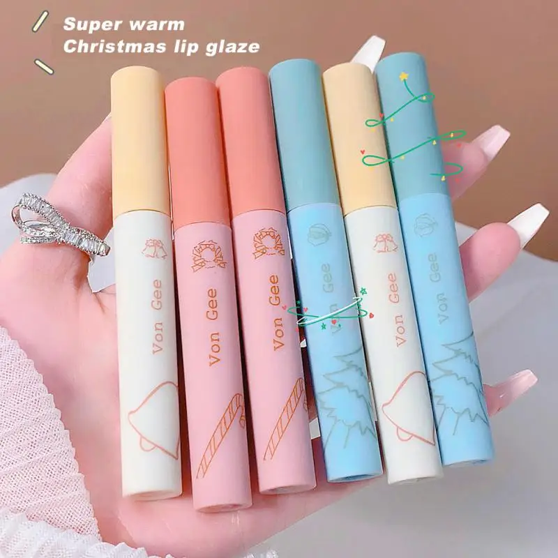 

VONGEE Christmas Lip Glazed Setup Mat Mist Founded Wires Lips Sencture Structure Whitening Don't Falling Colorless Cup Gift 2022