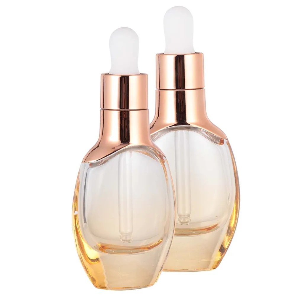 

4pcs Refillable Essential Oil Bottles Dropper Subpackaging Bottles Glass Storage Bottle Empty Bottle (35ml Golden Dropper)