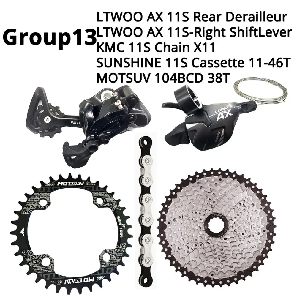 104BCD-38T 11-46T LTWOO AX 1X11S 11 S 11 speed Groupset рычаг переключения передач задний переключатель KMC X11 SUNSHINE Cassette 46T 50T 52T MOTSUV Chainring 32-38T - Цвет: 104BCD-38T 11-46T