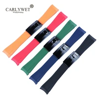 carlywet 20mm curved end rubber watchband strap with 9mm16mm black watch buckle clasp for rolex daytona gmt submariner datejust