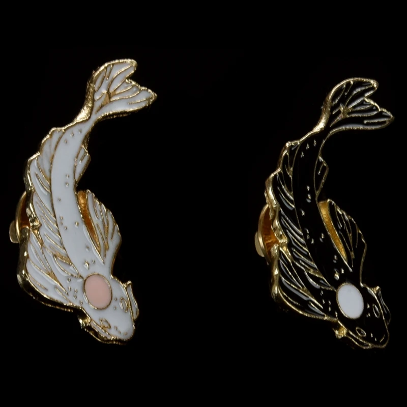 2 шт. Инь-Янь брошь с рыбой значки эмалированная булавка черный белый розовый карп