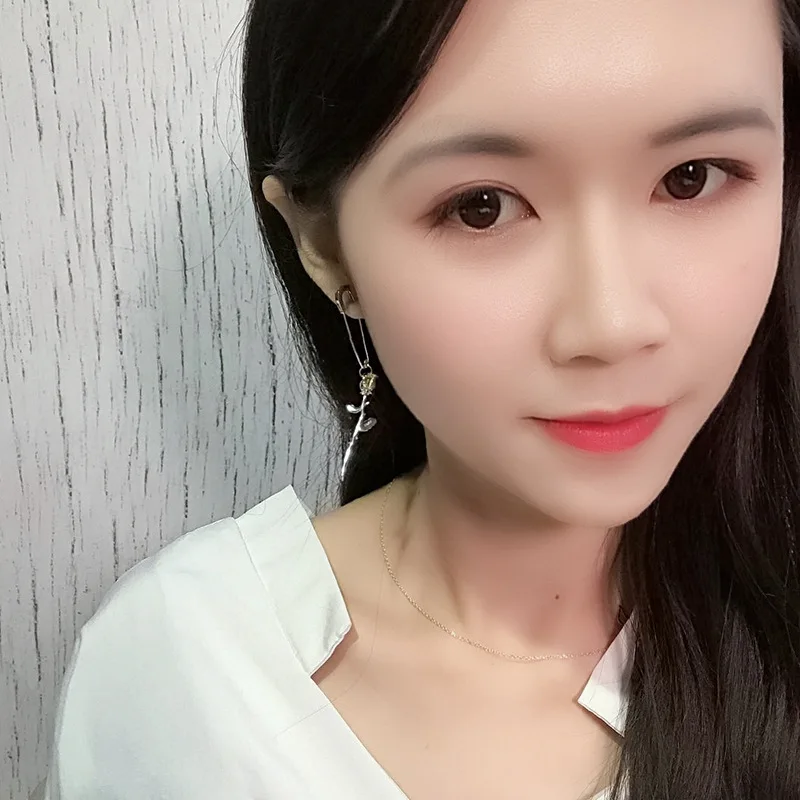 1 шт розовые серьги Твердые 925 стерлингового серебра клип на серьги-подвески в