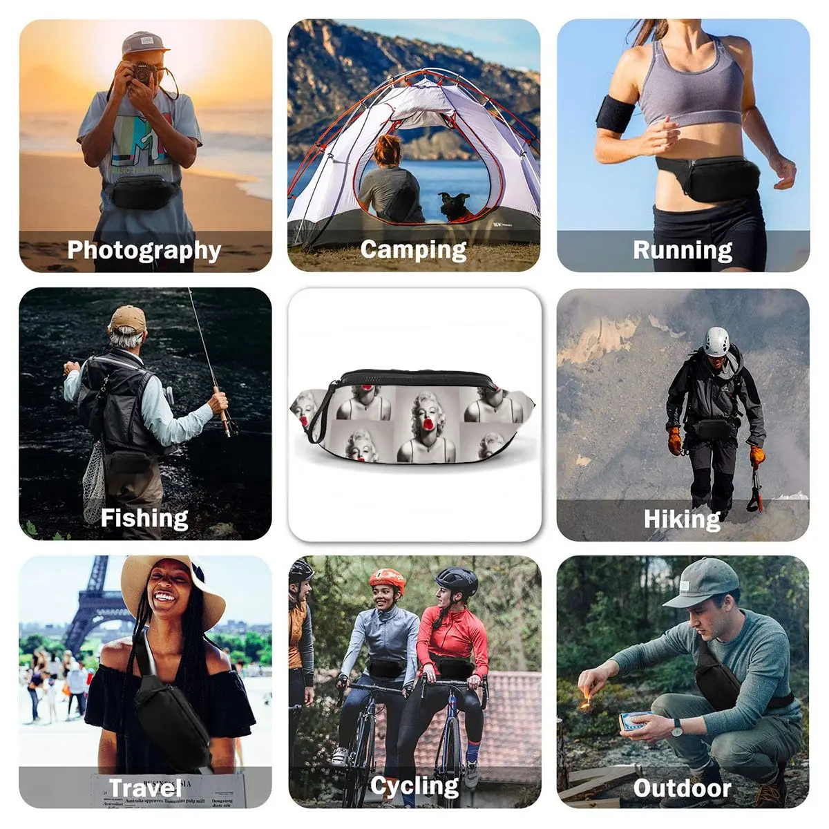 

Hollywood Waist Bag Pattern Polyester Waist Pack Running Teenagers Bag