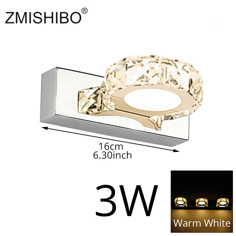 ZMISHIBO круглый хрустальный зеркальный светильник 3 Вт/6 Вт/9 Вт/12 Вт шампанского/белый водонепроницаемый светодиодный настенный светильник 100-240 В лампа для ванной комнаты из нержавеющей стали
