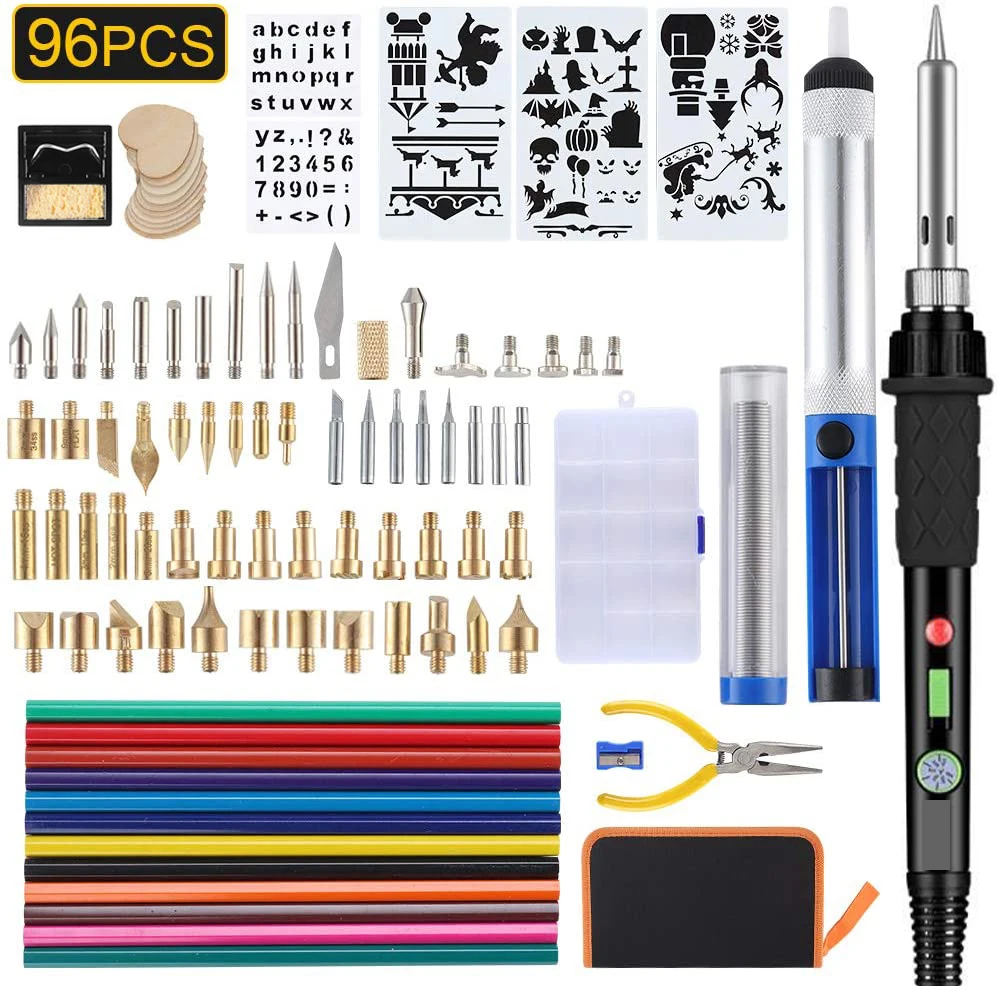 

96 pieces of wooden burning kit professional woodcut adjustable temperature hot stamping embossing engraving welding DIY