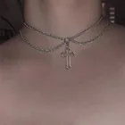 Женское Ожерелье-чокер Kpop на шею, двухслойный чокер с кулоном, ювелирное украшение для девушек