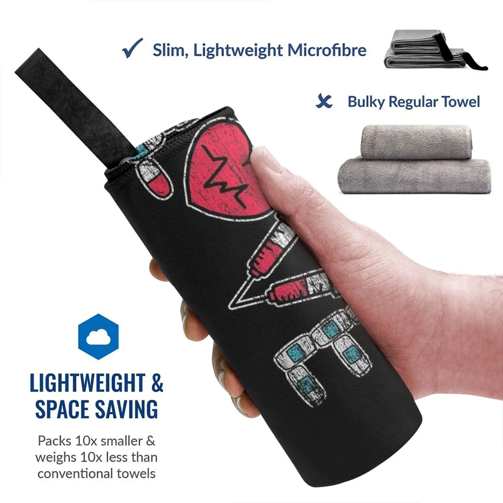 Быстросохнущее полотенце для медсестры любящей медицину спортивный тренажерный