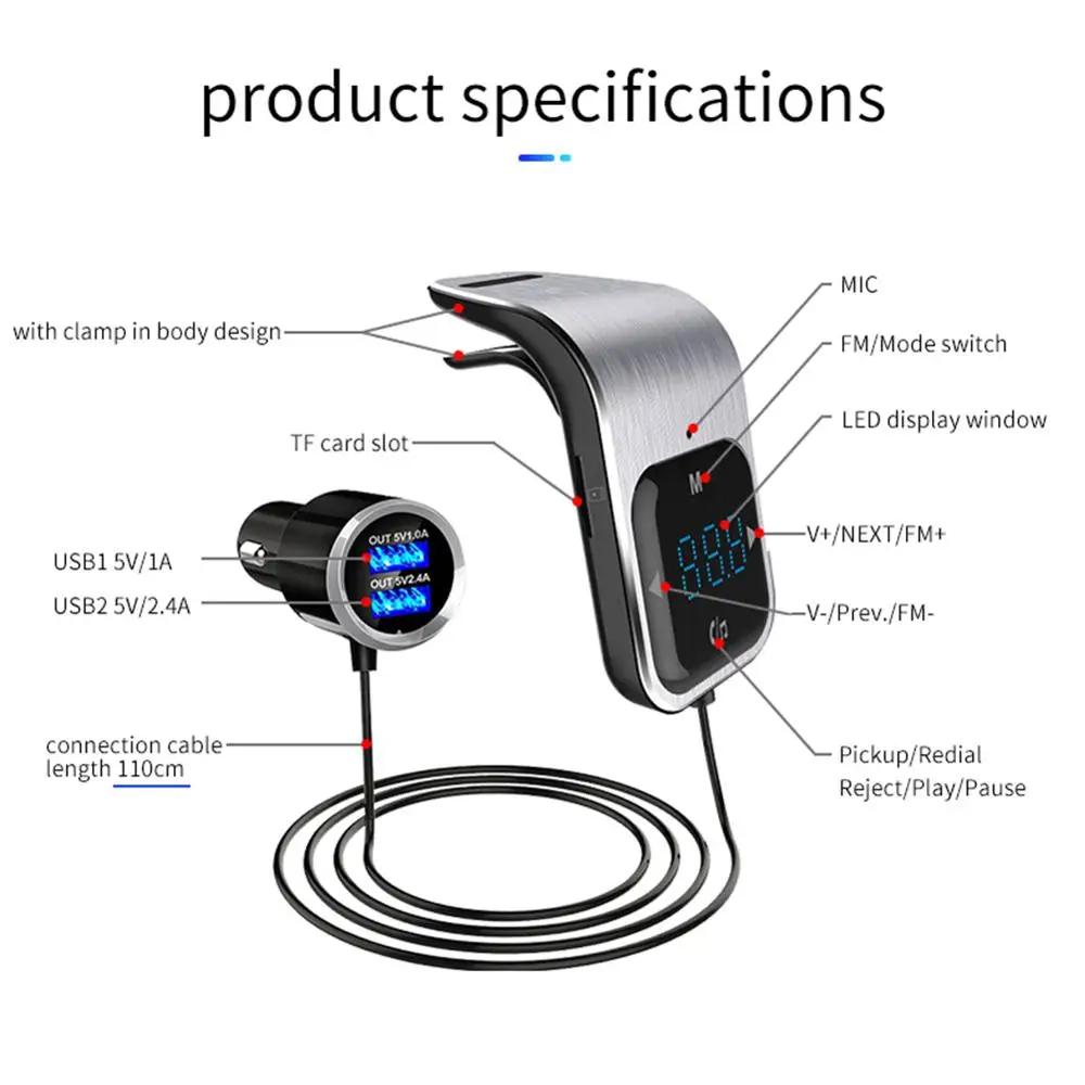 Модный FM-трансмиттер беспроводной Bluetooth Автомобильный MP3-плеер радио AUX mp3-плеер