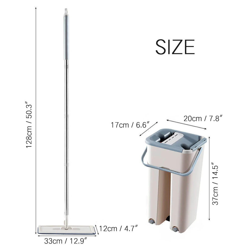 

Flat Magic Cleaning Mops Free Hand Mop Shipping Floors Squeeze Flat Mop with Water Home Kitchen Floor Cleaner with Bucket
