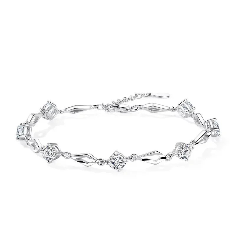 Бренд серебро 925 пробы бриллиантовый браслет для красоты женщин Pulseras Plata De Ley Mujer