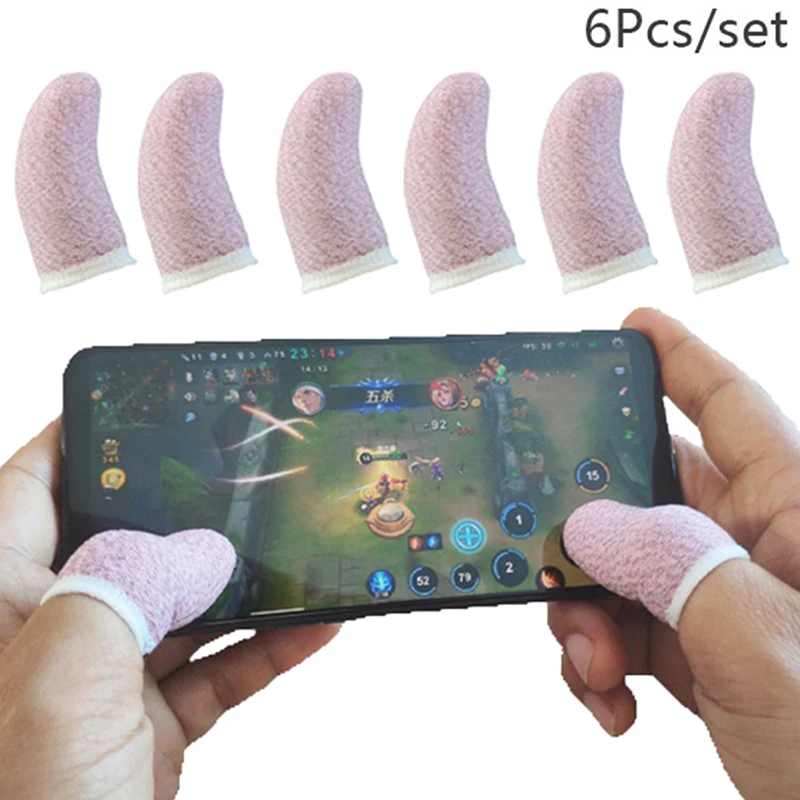 

6pcs Game Gloves Carbon Fiber Sweat-Proof Finger Sleeve For Mobile Gaming Screen Touch Cover Breathable Thumb Gloves Finger Cots