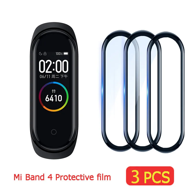 3 шт. пленка для Xiaomi Mi Band 4 mi band 5 защита экрана полная защитная xiomi стекло|Защита