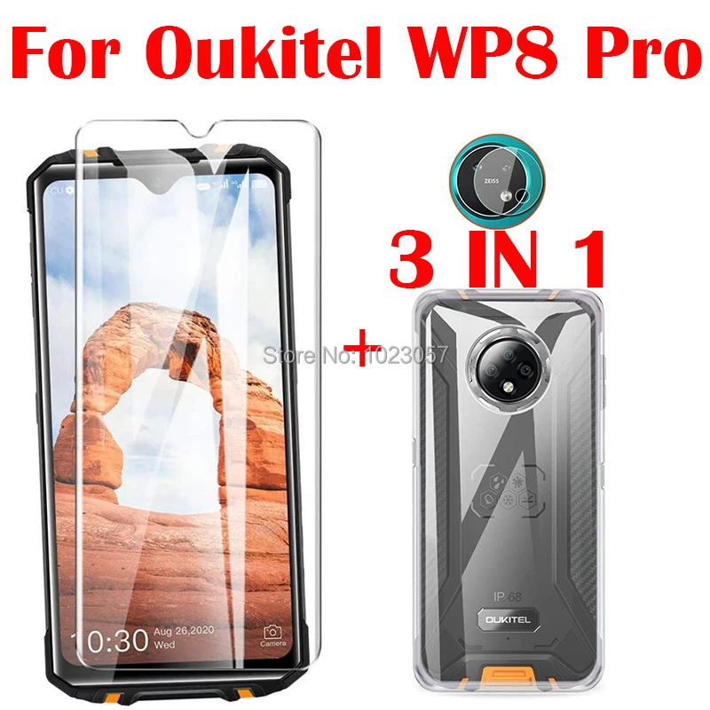 3 в 1 чехол + закаленное стекло для камеры на OUKITEL WP8 Pro NFC Защитное экрана 6 49 дюймов