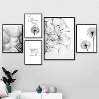 modern dandelion wall art canvas painting black white wish quote poster artwork print picture for interior living room decor